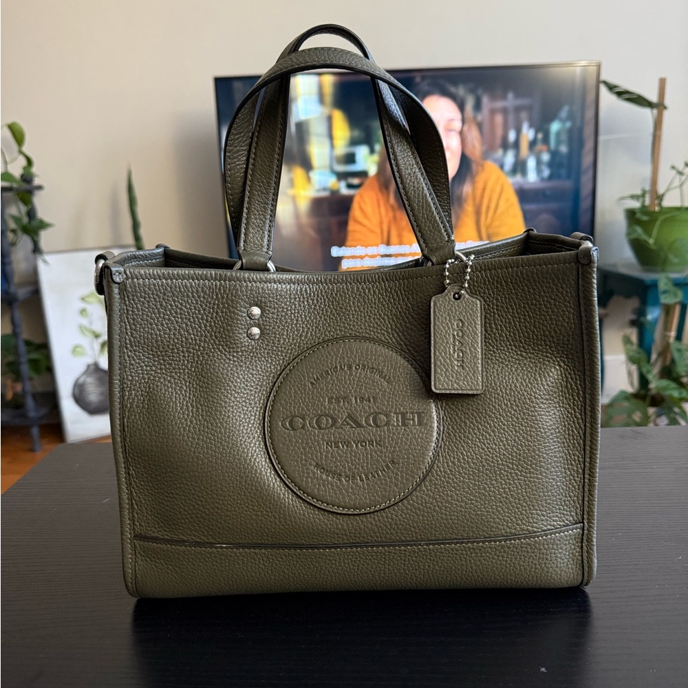 Coach Olive Green Leather Tote Bag